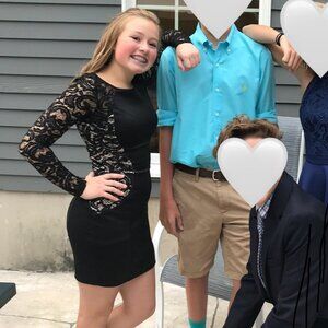 Black Bodycon Dress with Lace Long Sleeves